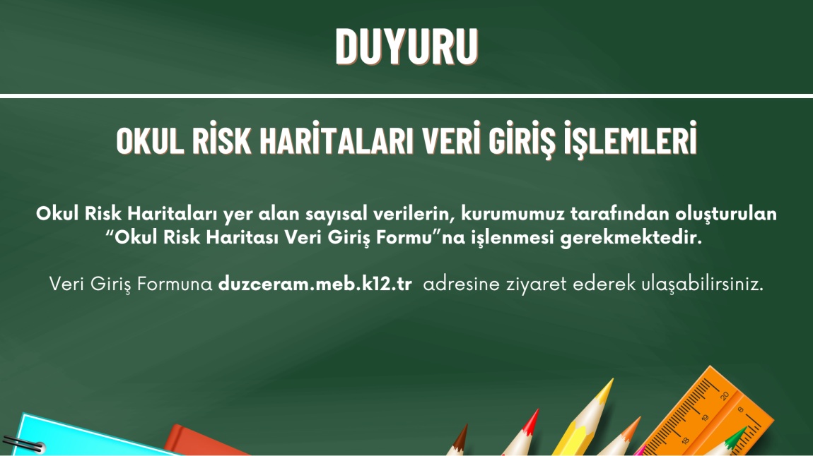 Okul Risk Haritaları Veri Giriş İşlemleri